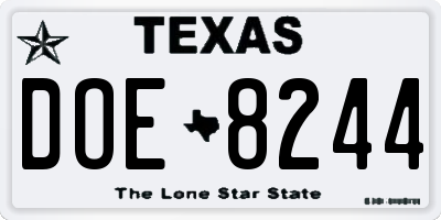 TX license plate DOE8244