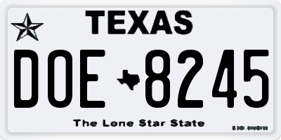 TX license plate DOE8245