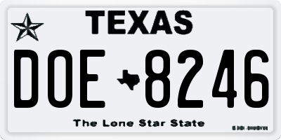 TX license plate DOE8246