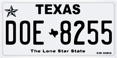 TX license plate DOE8255