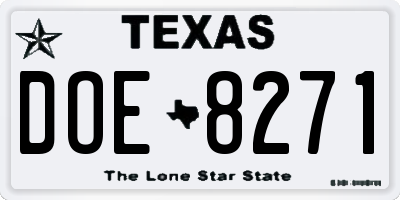 TX license plate DOE8271