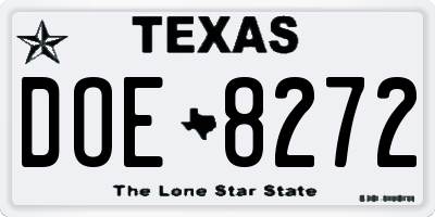 TX license plate DOE8272