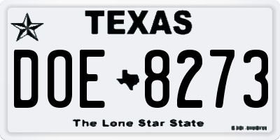 TX license plate DOE8273