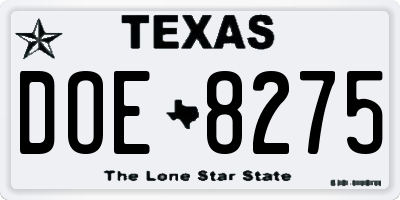 TX license plate DOE8275