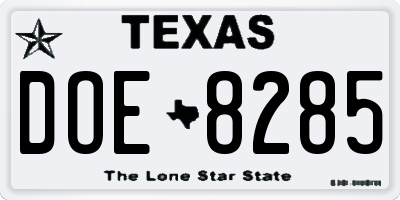 TX license plate DOE8285