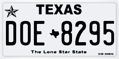TX license plate DOE8295