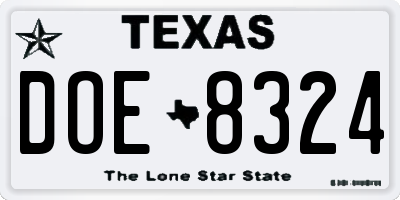 TX license plate DOE8324