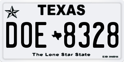 TX license plate DOE8328