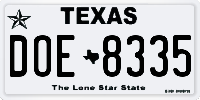 TX license plate DOE8335