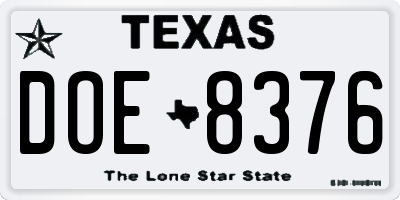 TX license plate DOE8376
