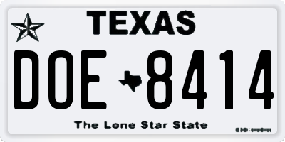 TX license plate DOE8414