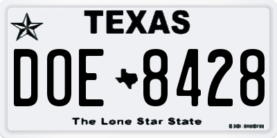 TX license plate DOE8428