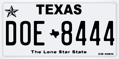 TX license plate DOE8444