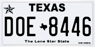 TX license plate DOE8446