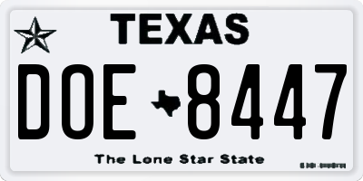 TX license plate DOE8447