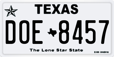 TX license plate DOE8457