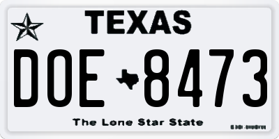 TX license plate DOE8473