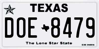 TX license plate DOE8479