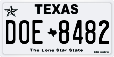 TX license plate DOE8482