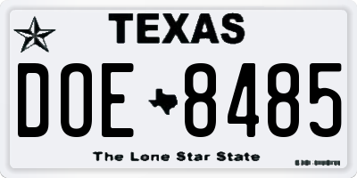 TX license plate DOE8485