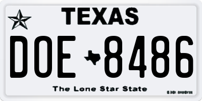 TX license plate DOE8486