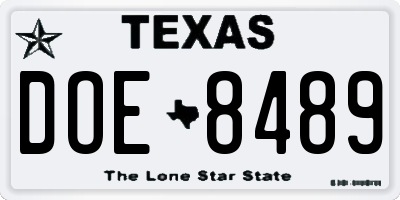 TX license plate DOE8489