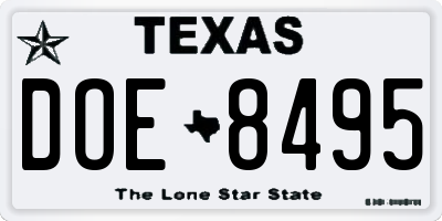 TX license plate DOE8495