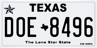 TX license plate DOE8496