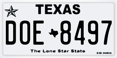 TX license plate DOE8497