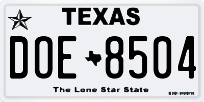 TX license plate DOE8504