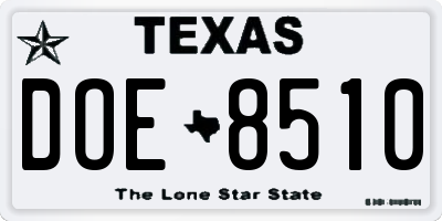 TX license plate DOE8510