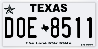 TX license plate DOE8511