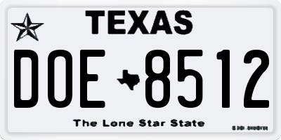 TX license plate DOE8512