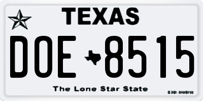TX license plate DOE8515