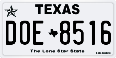 TX license plate DOE8516