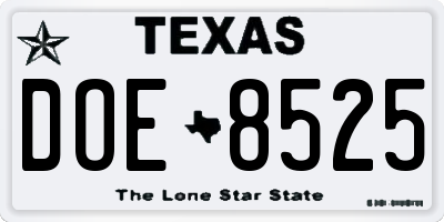 TX license plate DOE8525