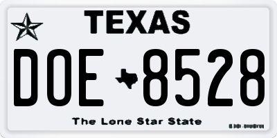 TX license plate DOE8528