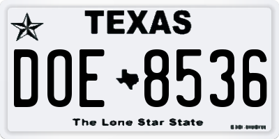 TX license plate DOE8536
