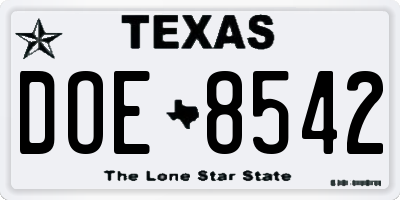 TX license plate DOE8542