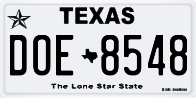 TX license plate DOE8548