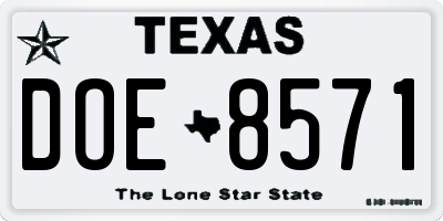 TX license plate DOE8571