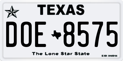 TX license plate DOE8575