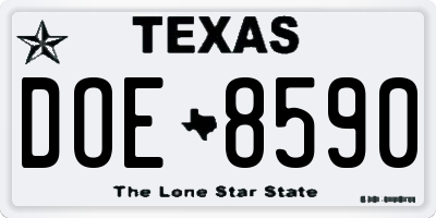 TX license plate DOE8590