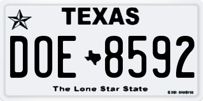 TX license plate DOE8592