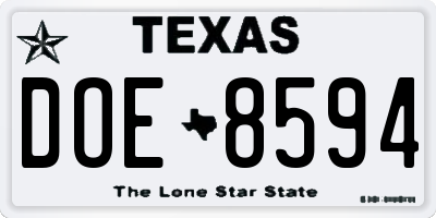 TX license plate DOE8594