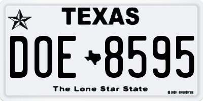 TX license plate DOE8595