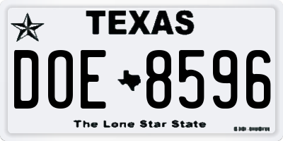 TX license plate DOE8596