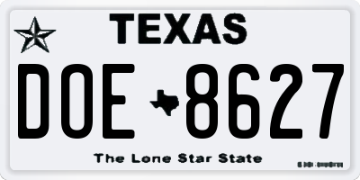 TX license plate DOE8627