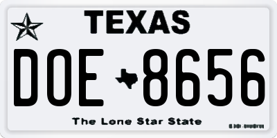 TX license plate DOE8656
