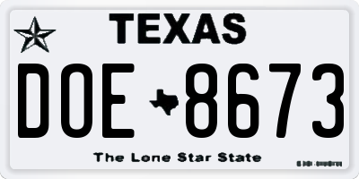 TX license plate DOE8673
